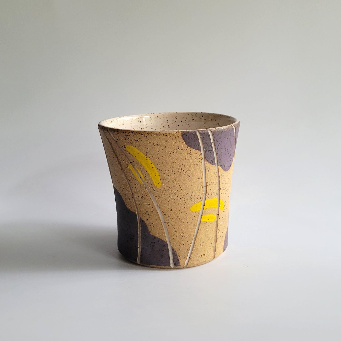 Purple and Yellow Carved Cup - 7oz