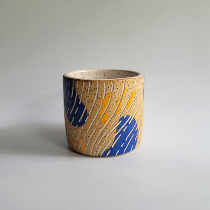 Small Blue and Orange Carved Cup - 7oz